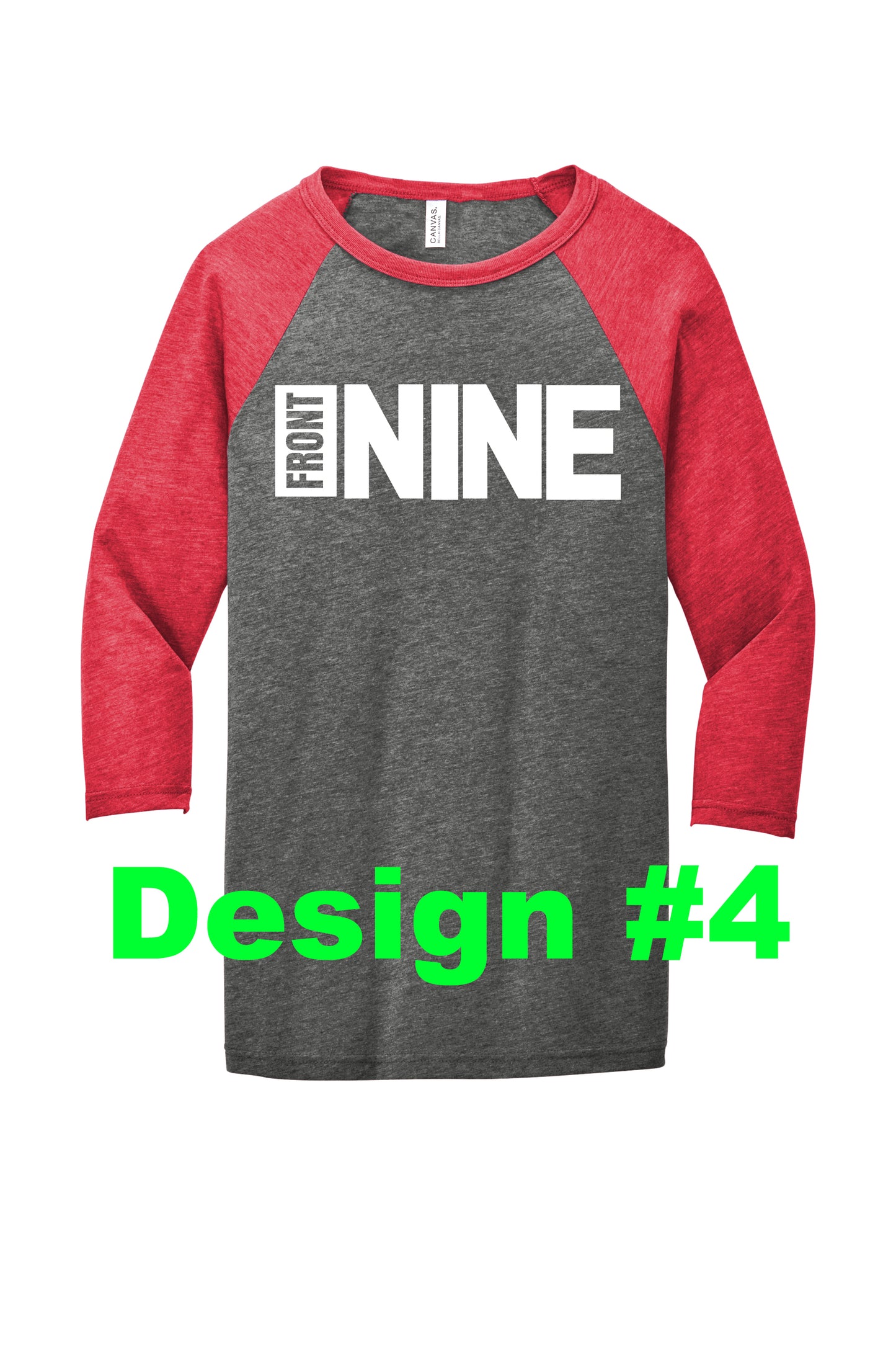 Front 9 3/4 Sleeve Baseball Tee