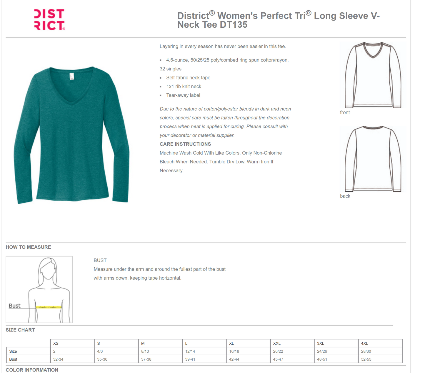 District DT135 Women's Perfect Tri Long Sleeve Tee